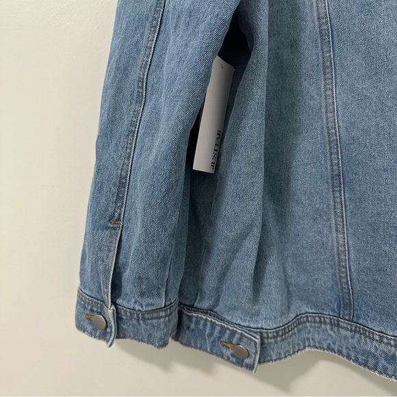 NWT JUSTFAB Oversized Denim Jacket Medium Light Wash Cotton Medium Y2K Boxy - Picture 9 of 12